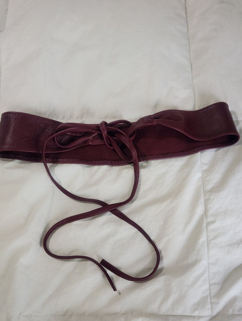 Sandro Ferrone Leather Belt Burgandy Wine Color Tie Front Italy Size Medium?